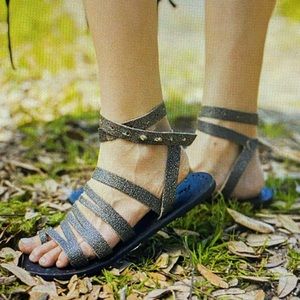 New Free People Sunever Washed Black Sandals